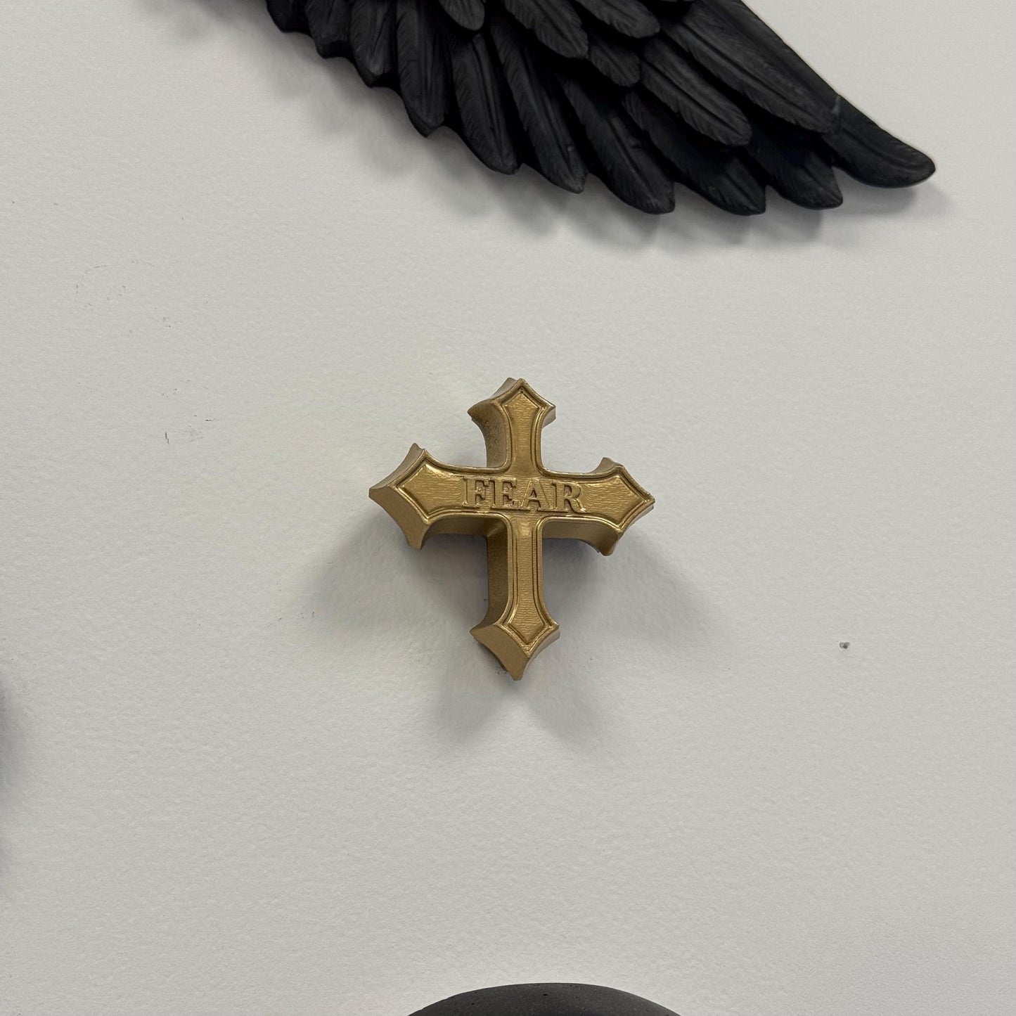 Gothic Baroque 'Fear' Mini Cross Plaque