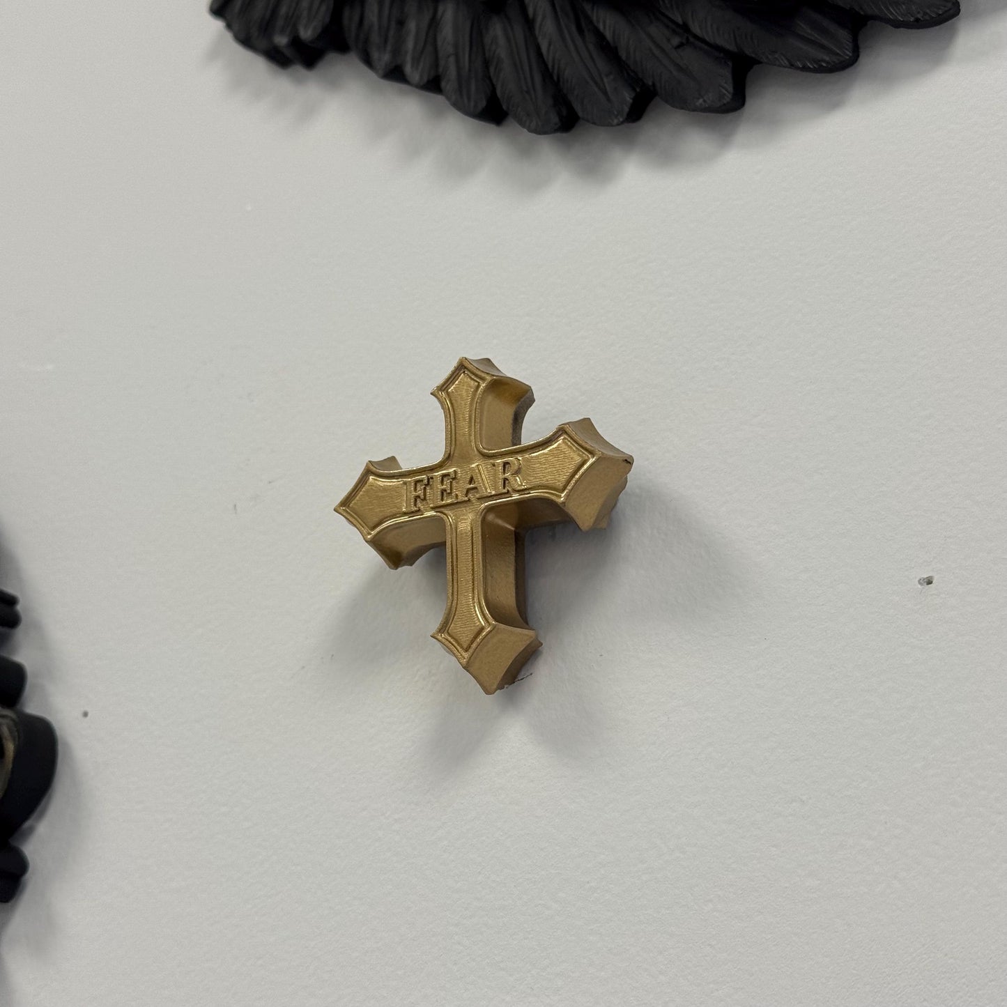 Gothic Baroque 'Fear' Mini Cross Plaque