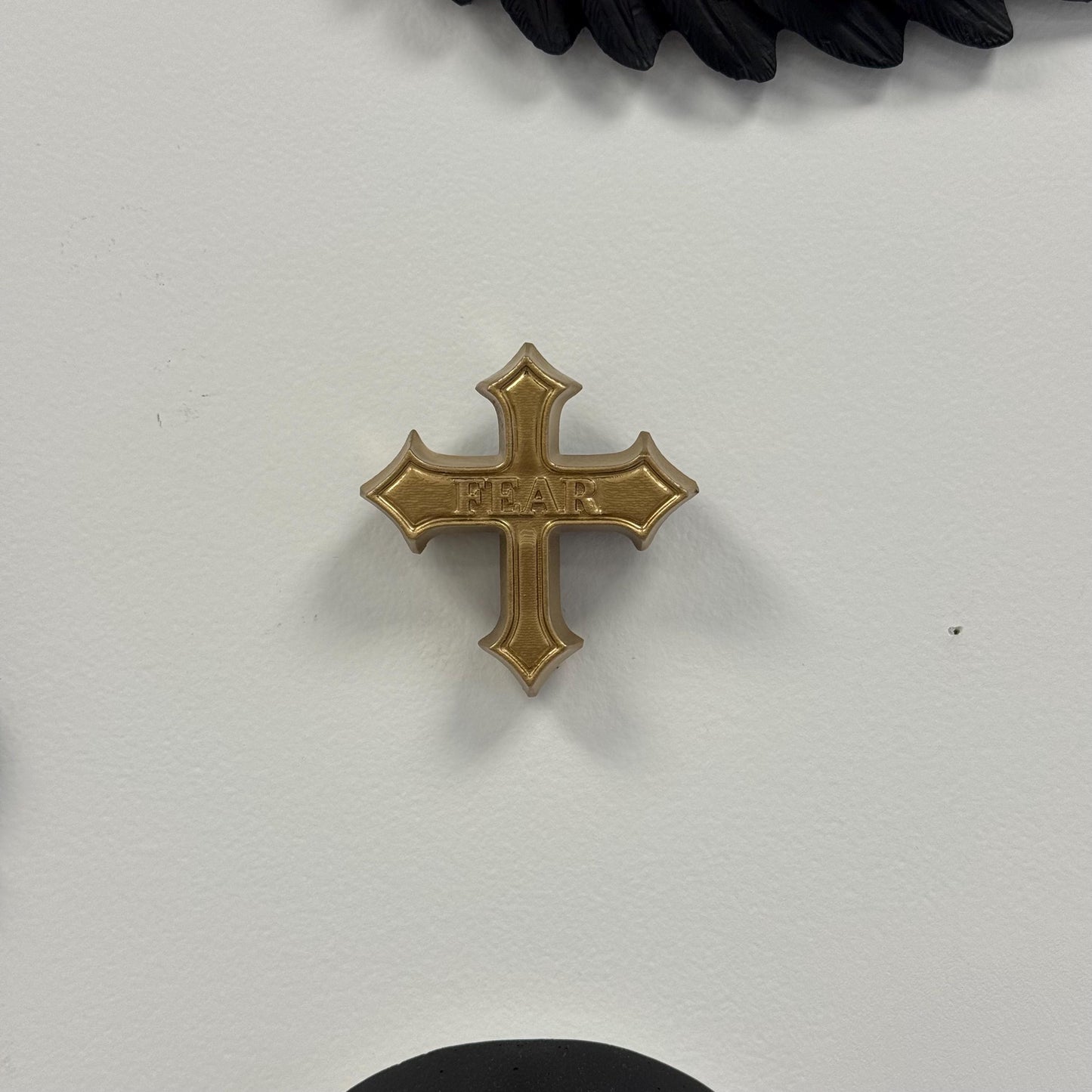 Gothic Baroque 'Fear' Mini Cross Plaque