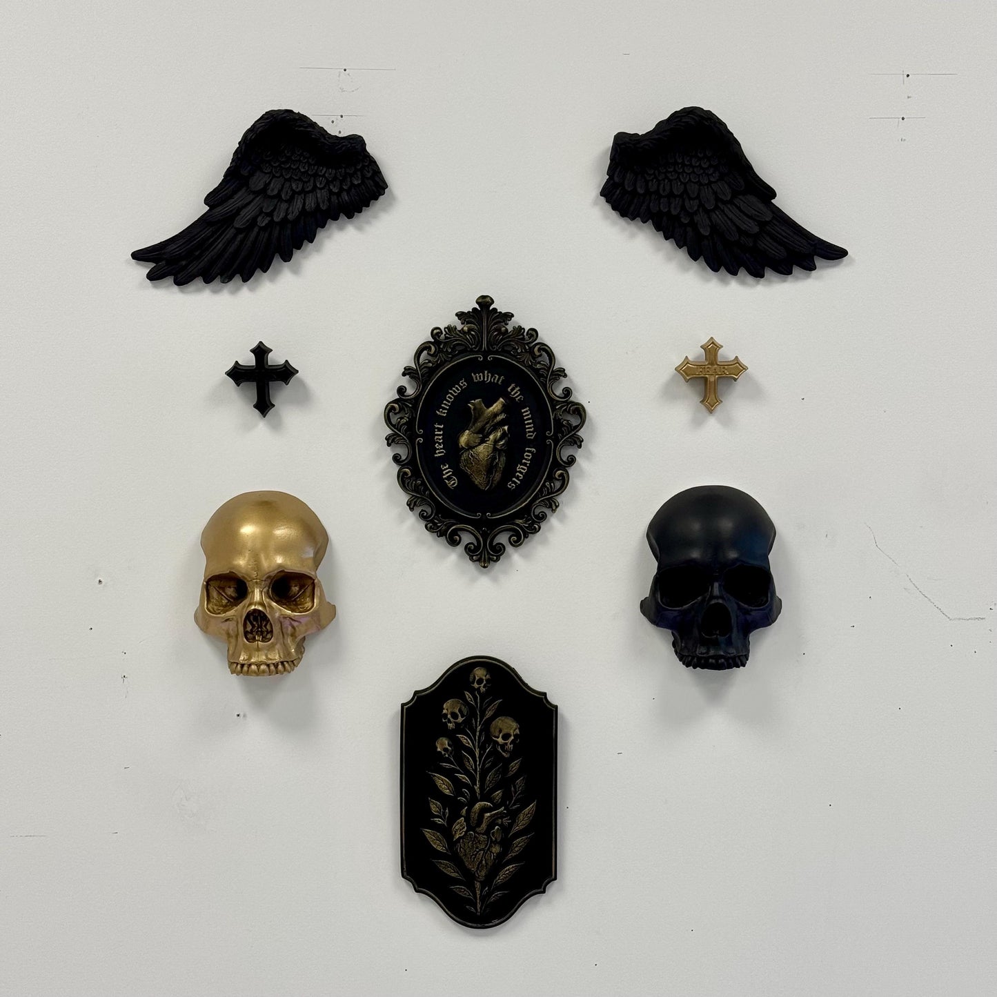 Gothic Baroque 'Fear' Mini Cross Plaque