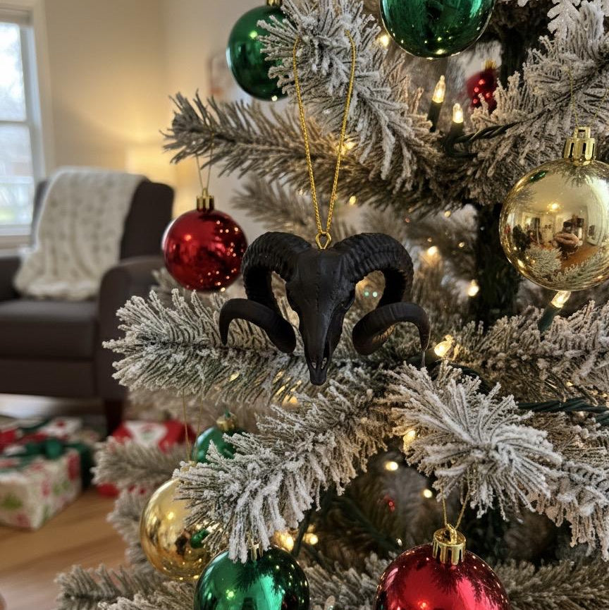 Ram Skull Christmas Ornament
