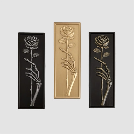 Eternal Offering Rose and Skeleton Wall Plaque