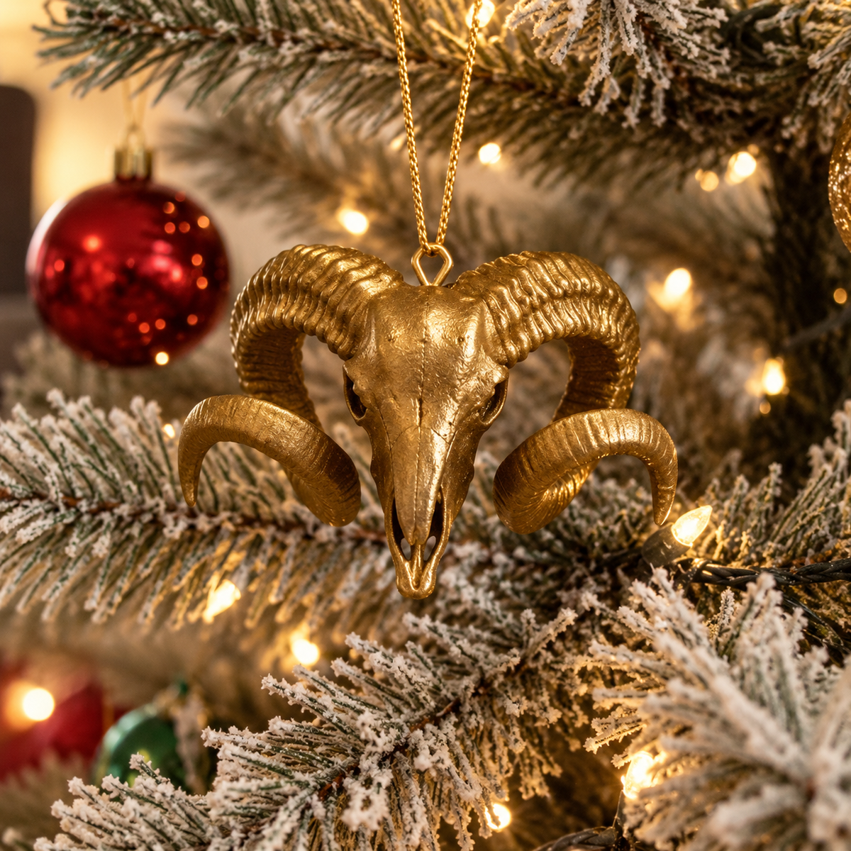 Ram Skull Christmas Ornament