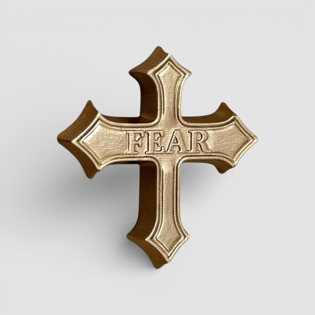 Gothic Baroque 'Fear' Mini Cross Plaque