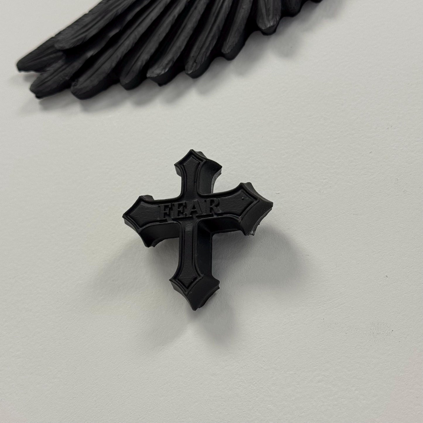 Gothic Baroque 'Fear' Mini Cross Plaque